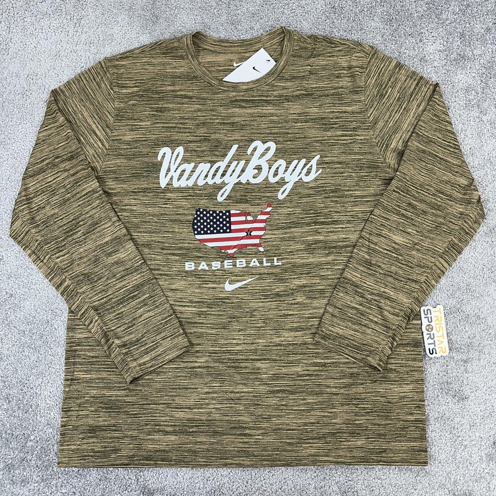 Vanderbilt Commodores Shirt Mens XL Baseball Vandy Boys Nike Dri Fit Long Sleeve